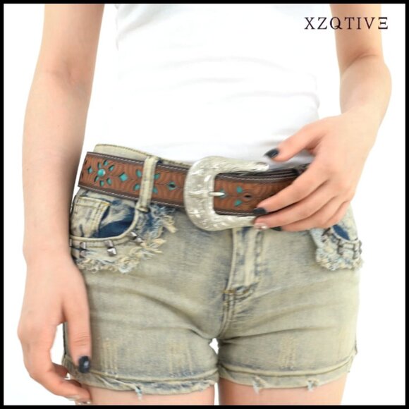 Genuine Leather Belt Vintage Western Engraved Tooled Cowboy Cowgirl main image 5